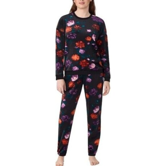 NWT Velour Jogger Set | Black Floral | Size Large | Room Service - Picture 1 of 4